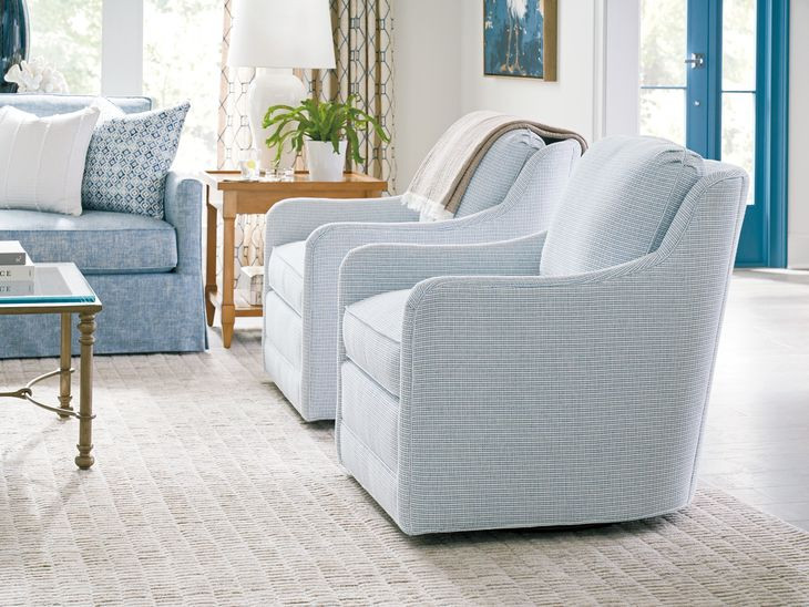 Glenhaven Blue Upholstered Swivel Chair