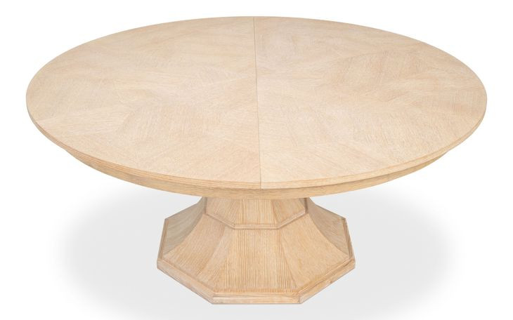 Giselle Jupe Bleached Oak 71" Extendable Round Dining Table