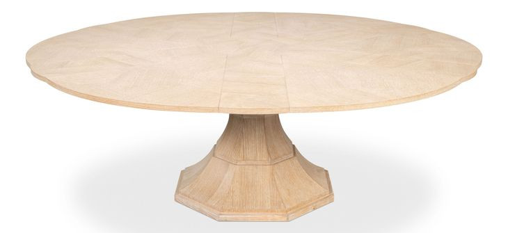 Giselle Jupe Bleached Oak 86" Extendable Round Dining Table