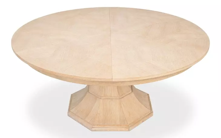 Giselle Jupe Bleached Oak 86" Extendable Round Dining Table