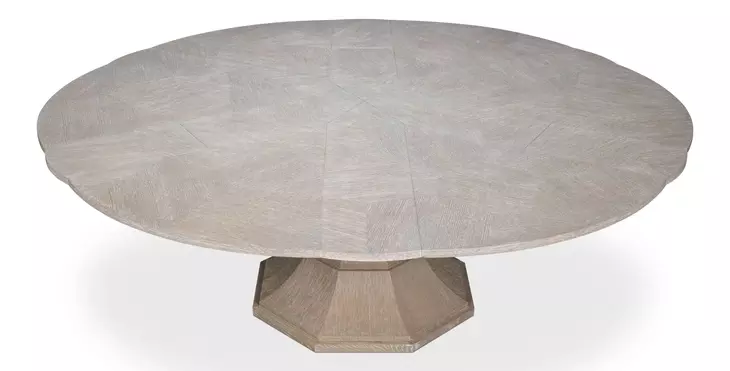 Giselle Jupe Moonskin 86" Extendable Round Dining Table