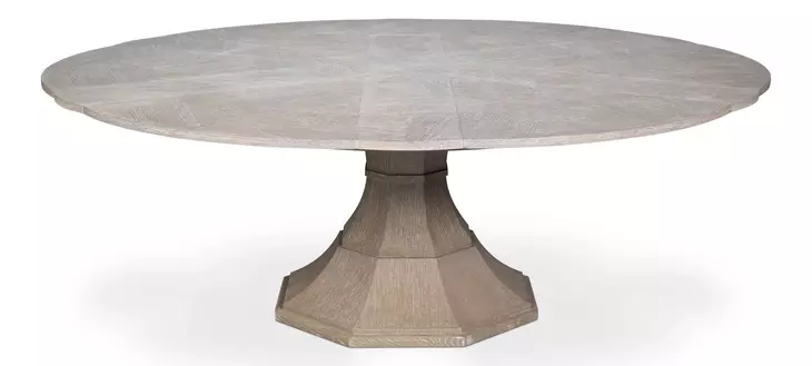 Giselle Jupe Moonskin 86" Extendable Round Dining Table