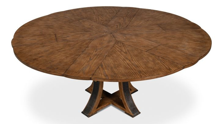 Tower Jupe Light Mink and Dark Hammered 71" Extendable Round Dining Table