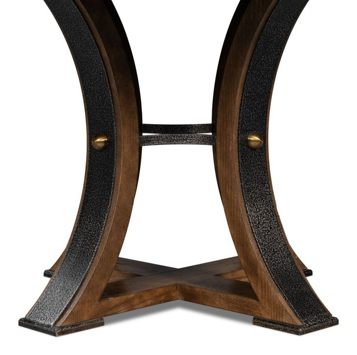 Tower Jupe Light Mink and Dark Hammered 71" Extendable Round Dining Table