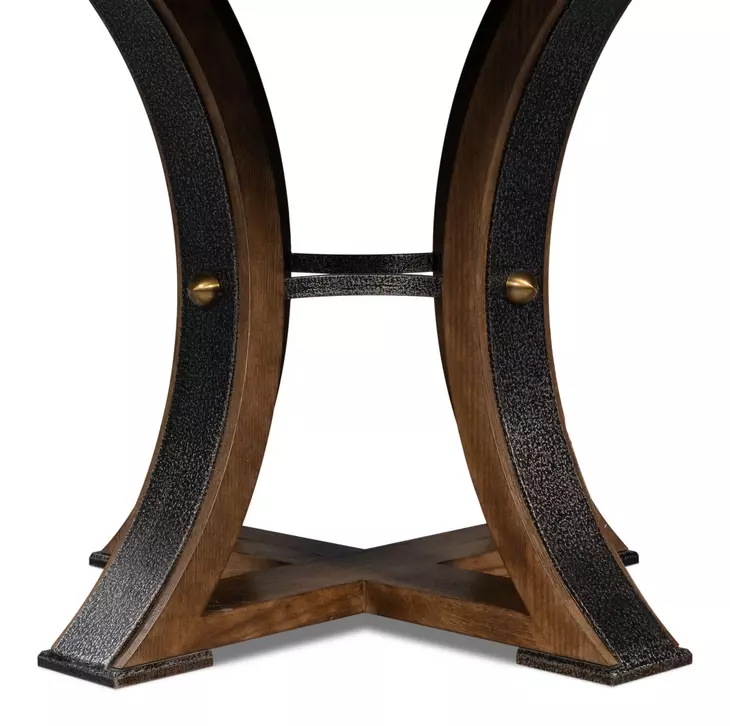 Tower Jupe Light Mink and Dark Hammered 71" Extendable Round Dining Table