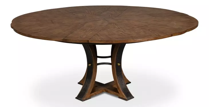 Tower Jupe Light Mink and Dark Hammered 71" Extendable Round Dining Table