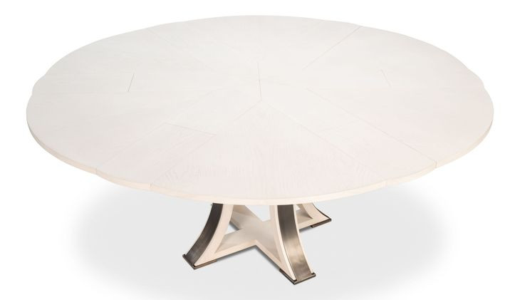 Tower Jupe White and Hammered Iron 71" Extendable Round Dining Table