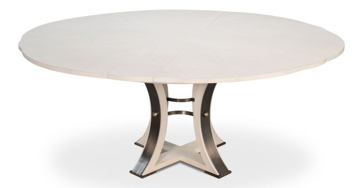 Tower Jupe White and Hammered Iron 71" Extendable Round Dining Table