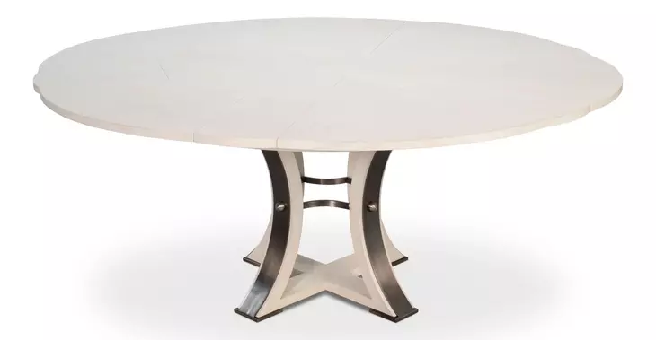 Tower Jupe White and Hammered Iron 71" Extendable Round Dining Table
