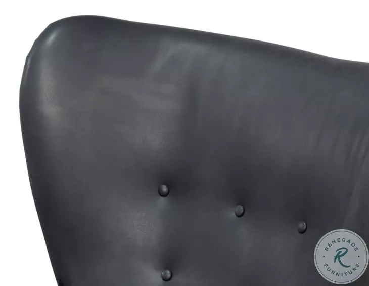 Lombard Santoni Black Leather Wing Chair