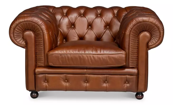Savile Dark Brown Leather Upholstered Lounge Chair
