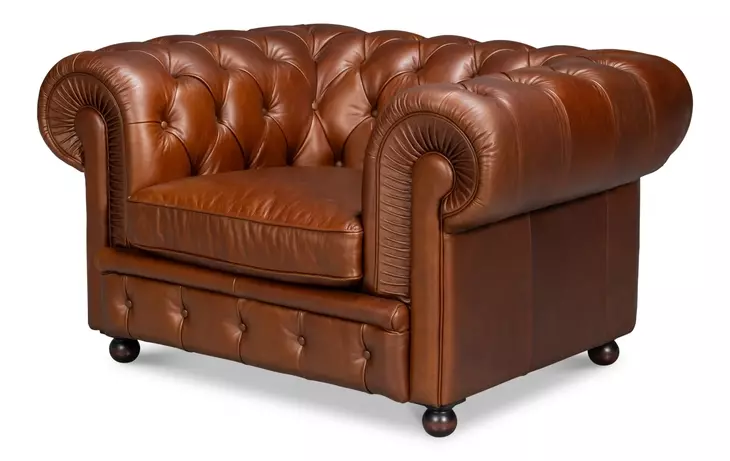 Savile Dark Brown Leather Upholstered Lounge Chair