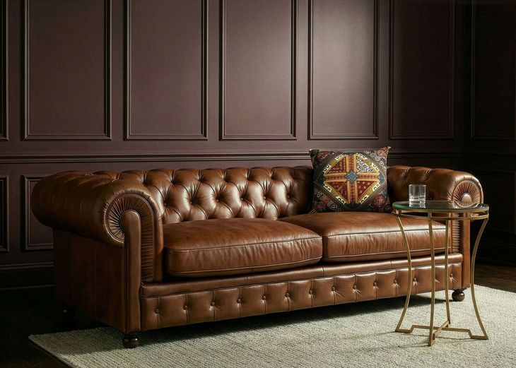 Savile Marseile Dark Brown Leather 103" Sofa