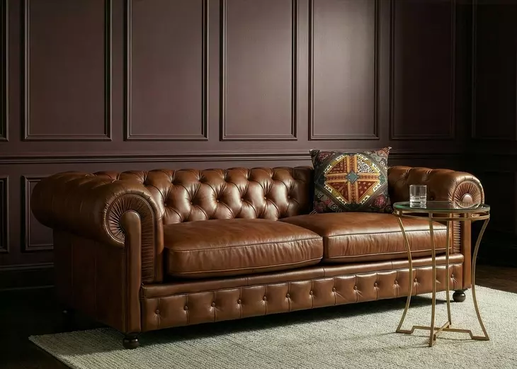 Savile Marseile Dark Brown Leather 103" Sofa