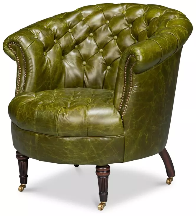 Bastian Britain Green Leather Upholstered Armchair