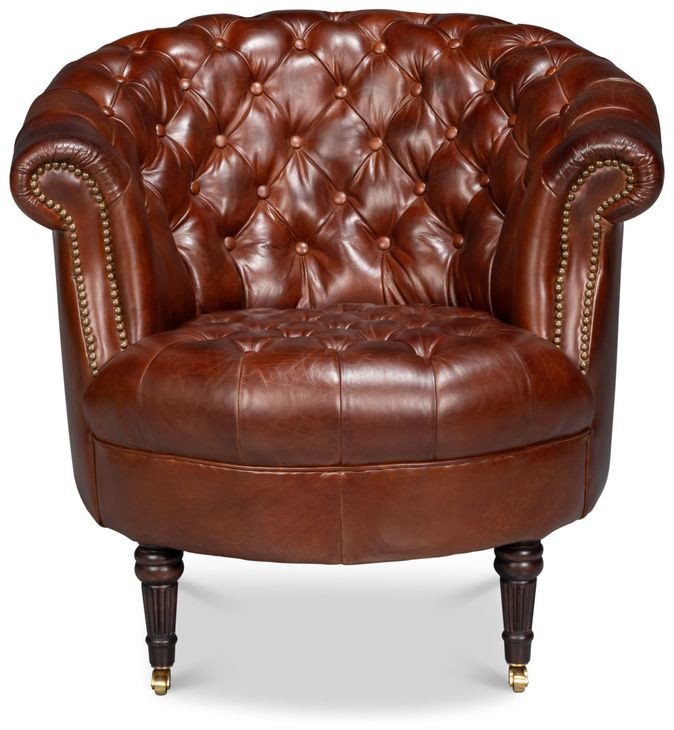 Bastian Newark Brown Leather Upholstered Armchair