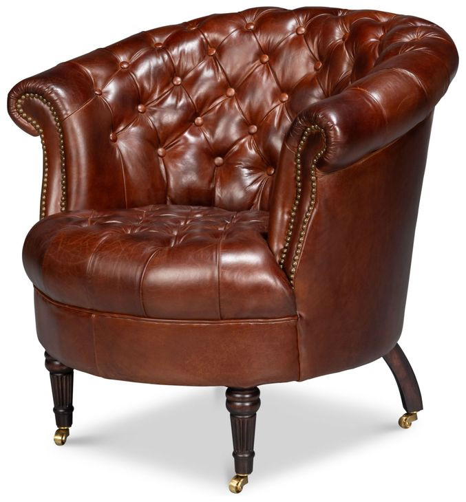 Bastian Newark Brown Leather Upholstered Armchair