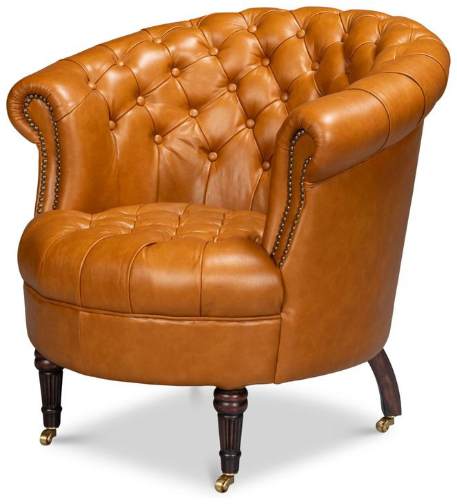 Bastian Tan Brown Leather Upholstered Armchair