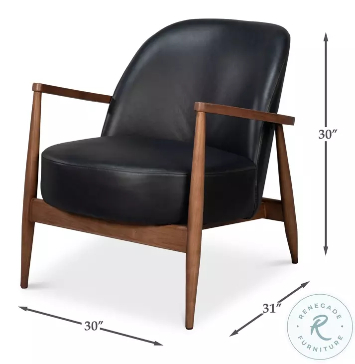 Pindar Onyx Black Leather Arm Chair