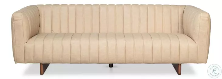 Denys Cappuccino White Leather 85" Sofa
