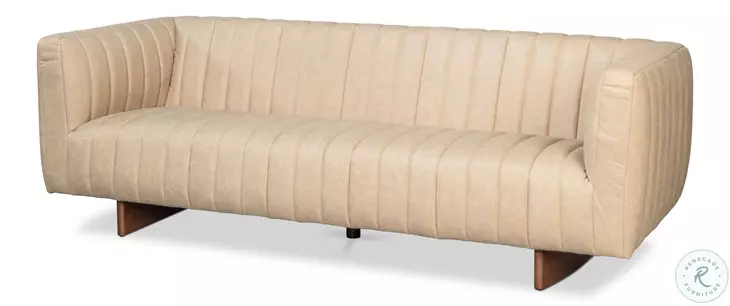 Denys Cappuccino White Leather Sofa