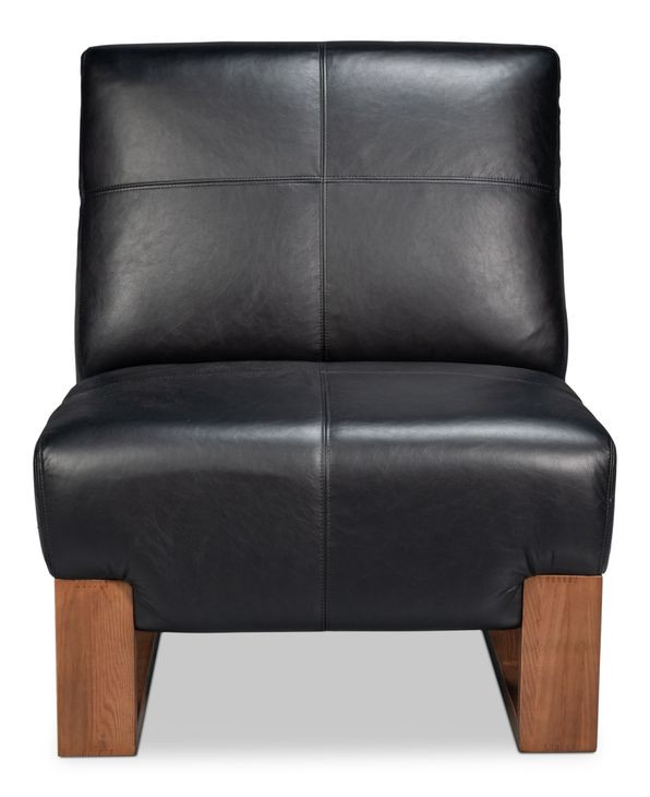 Wylam Onyx Black Leather Upholstered Accent Chair