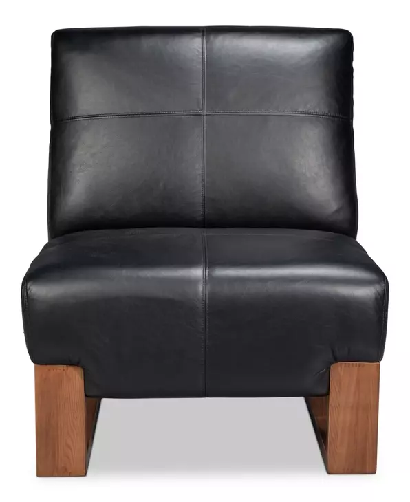 Wylam Onyx Black Leather Upholstered Accent Chair