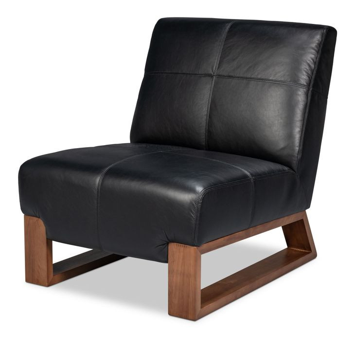 Wylam Onyx Black Leather Upholstered Accent Chair