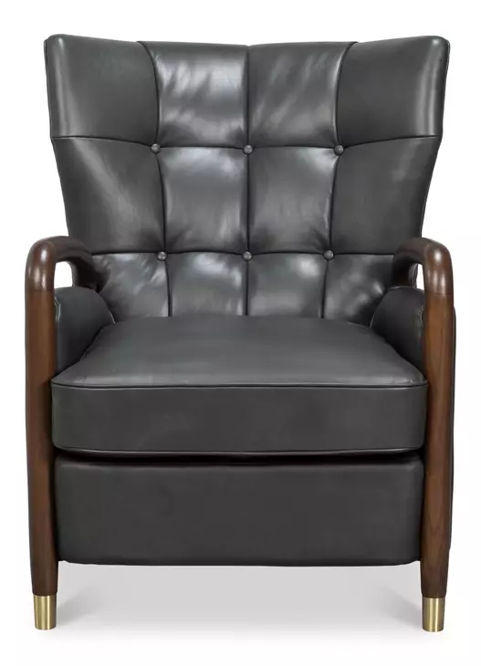 Alastair Portland Gray Leather Upholstered Accent Chair