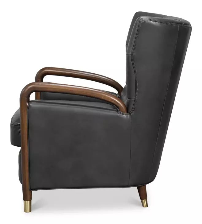 Alastair Portland Gray Leather Upholstered Accent Chair