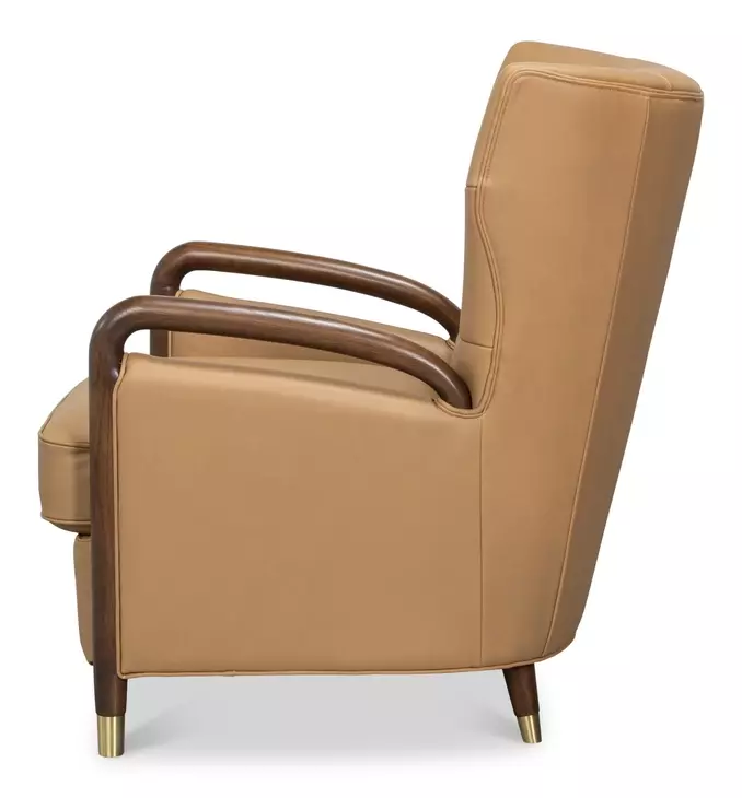 Alastair Westbury Brown Leather Upholstered Accent Chair