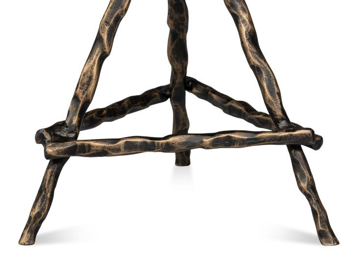 Pewter Leaf Brown Round Planter's Table