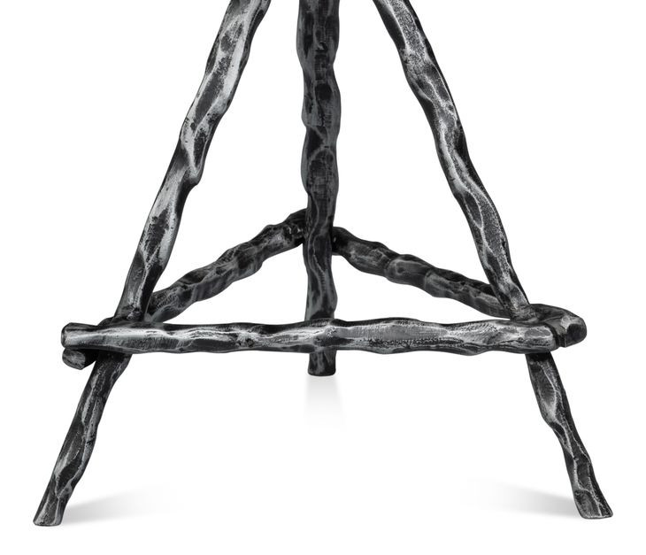 Pewter Leaf Brown and Gray Round Planter's Table