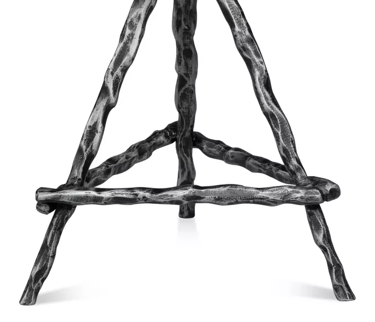 Pewter Leaf Brown and Gray Round Planter's Table