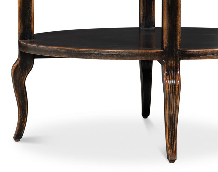 Golden Rim Ebony Round Side Table