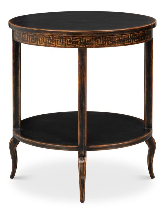 Golden Rim Ebony Round Side Table