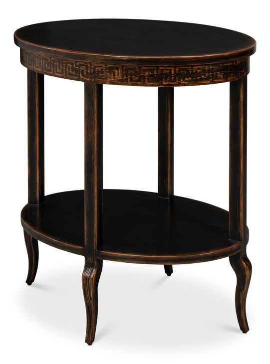 Golden Rim Ebony Round Side Table