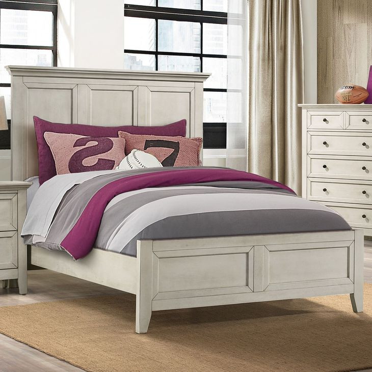 San Mateo Youth Rustic White Full Panel Bed