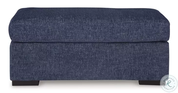 Evansley Navy Performance Fabric Ottoman