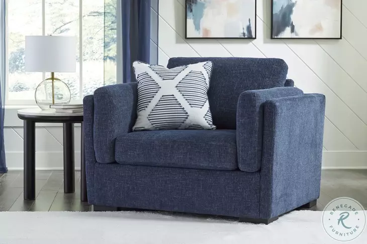 Evansley Navy Performance Fabric Chair And A Half