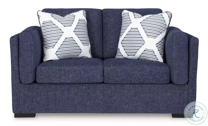 Evansley Navy Performance Fabric Loveseat