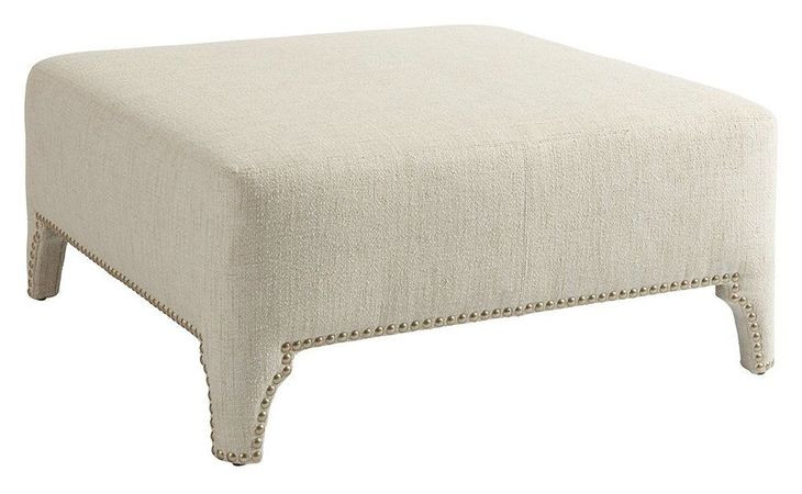 Sheffield Beige 43" Upholstered Cocktail Ottoman with Nailhead Trim