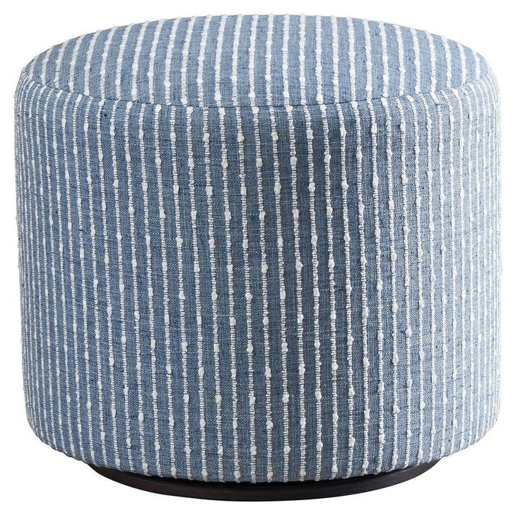 Three Arch Blue Upholstered Ottoman