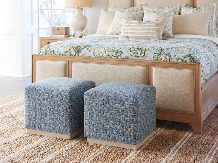 Colby Blue Upholstered Ottoman