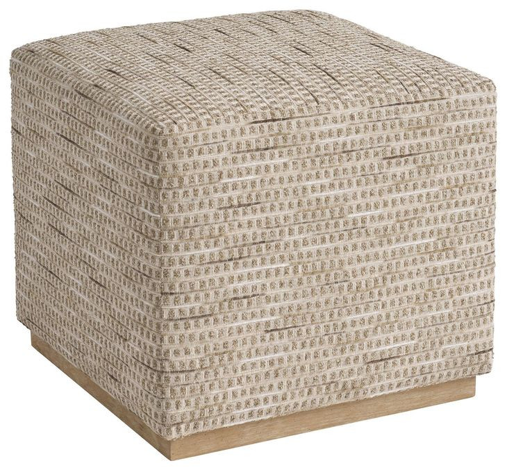 Colby Beige and Brown Upholstered Square Ottoman by Barclay Butera