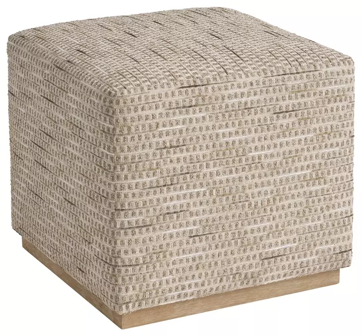 Colby Beige and Brown Upholstered Square Ottoman by Barclay Butera