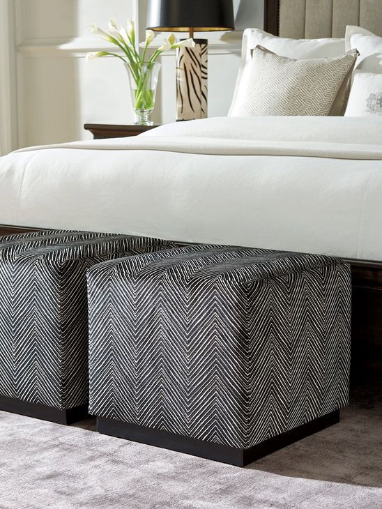 Colby Black Upholstered Ottoman