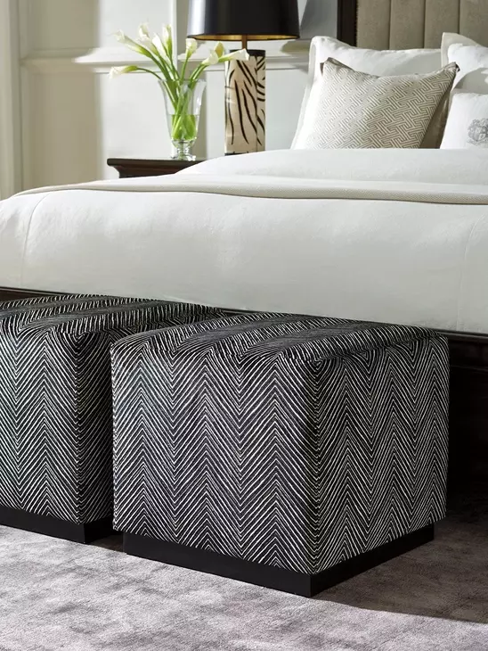 Colby Black Upholstered Ottoman