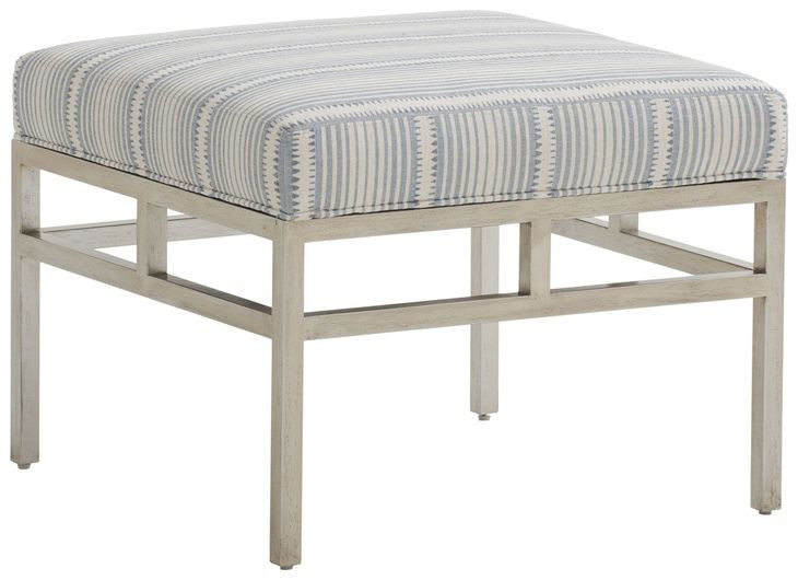 Lucca Blue and Gray Upholstered Ottoman