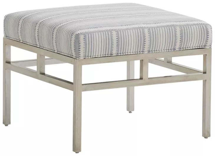 Lucca Blue and Gray Upholstered Ottoman